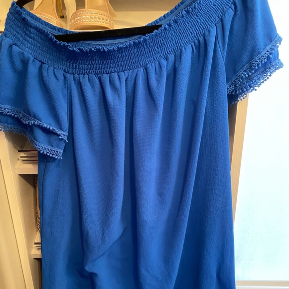 🌸 Vibrant blue off-the-shoulder summer dress - Picture 3 of 5